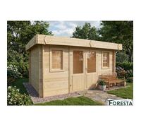 Abri Épicéa massif - Madriers 42 mm Surface extérieure 16,40 m2 Toit plat, Bac acier