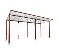 Abri fumeurs Modulo Aspect Corten - Sans bardage de retour avant - Sur platines - Long 5000mm Prof 2000mm - PROCITY - 599573.S025