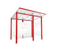 Abri fumeurs Modulo RAL3020 - bardage de retour avant - Scellement direct - Long 2500mm Prof 2000mm - PROCITY - 529570.3020