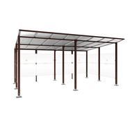 Abri fumeurs Modulo RAL8017 - Sans bardage de retour avant - Sur platines - Long 5000mm Prof 3400mm - PROCITY - 599577.8017