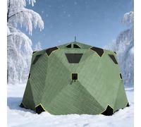 Abri hexagonal pour la pêche sur glace, tissu épais avec rembourrage en fibre creuse pour une meilleure chaleur, système de cordon de serrage facile à installer, design pliable avec sac de rangement