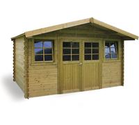 Abri Jardin Bois "Dole" - Modèle Imprégné - 11.56 M² - 3.88 X 2.98 X 2.39 M - 28 Mm