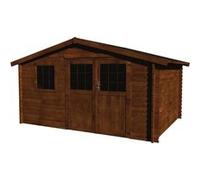 Abri Jardin Bois "Vallauris" - 15.84 M² - 3.98 X 3.98 X 2.29 M - 34 Mm - Traité Marron