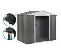 Abri jardin métal ""Dallas""- 4.07 m² avec gouttière - Taupe