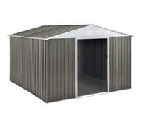 Abri jardin métal Dallas - 8,84 m² - Taupe Gris et blanc. G