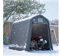 Abri Moto Pas Cher 4.5 m² - Abri Velo 183x245x217 cm avec Porte Roulant et Ouvertures d'aération, Tente de Stockage Etanche, Gris