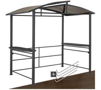 BARNUM - TECTAKE - Abri Pavillon pour barbecue ASADO avec 2 étagères grillagées et des barres de suspension - Gris