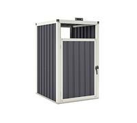Abri poubelle - cache poubelle - 240L - porte, couvercle - tôle acier ondulé blanc gris