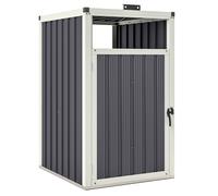 Abri pour 1 poubelle - Outsunny - 240L - porte avec poignée, couvercle relevable 180° - acier galvanisé, 73 x 81 x 122 cm gris foncé