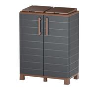 Abri Poubelles 2 Sacs Anthracite - Armoire Cache Poubelle de Tri Sélectif 68 x 37 x 90 cm Terrasse, Restaurant Art Plast
