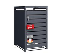 Abri poubelles avec décor Bois, Structure en Acier Inoxydable | 1 à 3 Portes | Rangement poubelles de 60 à 240 L - Anthracite avec décor Bois (Gris foncé Magnus, 68 × 80 × 116 cm (1 Porte))