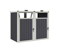 Abri pour 2 poubelles - Outsunny - 240L - couvercles relevables à 180° - acier galvanisé - 146 x 81 x 122 cm - gris foncé