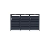 Abri pour 3 poubelles à roulettes 240 L - Acier galvanisé - Gris anthracite