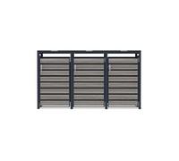 Abri Métallique pour 3 Poubelle À roulettes 240 L, Porte Bois Gris