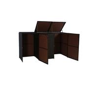 Abri pour 3 poubelles HWC-E25, cache-poubelle poly rotin 3x120l brun