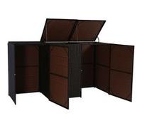 Abri pour 3 poubelles HWC-E25, cache-poubelle poly rotin 3x120l brun