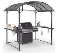 IDMARKET Abri pour barbecue 240 x 150 x 220 cm avec étagères, en métal gris et toit en polycarbonate