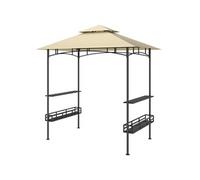 Abri pour barbecue - pavillon pour barbecue - barnum - 4 étagères - métal noir tissu beige