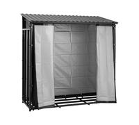 hillvert HI-FWR-16 Abri pour bois de chauffage avec bâche et toit 800 kg 89 x 191 x 192,5 cm noir - Range bûche intérieur ou extérieur