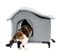 Abri pour chat chaud imperméable coupe-vent | Maison pour chat avec base surélevée Oxford résistante aux intempéries pour chaton, chien, furet, raton laveur, hiver