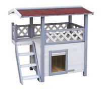 Kerbl Maisonnette pour chat Lodge Ontario 77×50×73 cm Gris clair/rouge