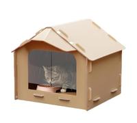 Abri pour chat pour extérieur - Salle à manger imperméable, toit incliné, protection contre les intempéries, fournit un espace d'alimentation couvert pour les chats errants et animaux domestiques