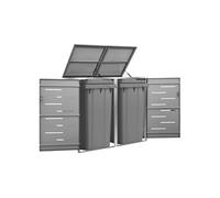 Abri pour deux poubelles 138x77,5x112,5 cm Inox Anthracite G