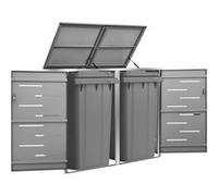 vidaXL Abri pour deux poubelles 138 x 77,5 x 115,5 cm Inox Anthracite