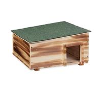 Relaxdays Maison à hérisson, Design Bois flambé, Fond, 2 Parties, Niche, pour Jardin, HxLxP : 21,5 x 40 x 40 cm, Marron