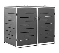Abri pour poubelle double 2 bacs acier inoxydable anthracite verrouillable robuste