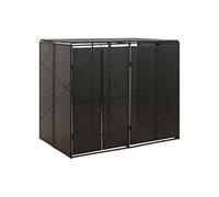 Abri pour poubelle double Noir 140x80x117 cm Résine tressée