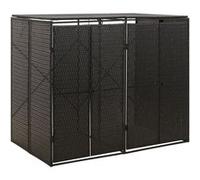 Abri Pour Poubelles 2 Bacs Résine Tressée Noir Acier Poudre 140x80x117 Cm