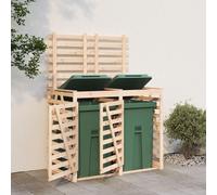 Abri pour poubelle double sur roulettes bois massif de pin