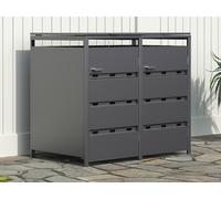 Abri pour poubelle en acier galvanisé gris anthracite - 0,6 mm - 2 poubelles de 240L - L132 x P80 x H116 cm - LOKAFA