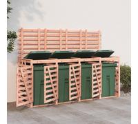 Abri pour Poubelle Quadruple sur Roulettes Jardin Bois Massif de Pin vidaXL