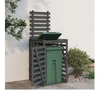 Abri pour poubelle sur roulettes gris bois massif de pin