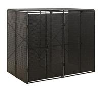 Abri Pour Poubelles 2 Bacs Résine Tressée Noir Acier Poudre 140x80x117 Cm