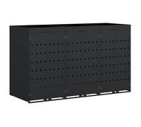vidaXL Rangement de poubelle à roulettes pour 3 poubelles Noir