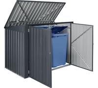 Abri pour poubelles Grebin pour 2 tonnes 240 L Revêtement pour poubelles Abri pour poubelles acier gris foncé 173 x 101 cm