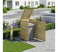 vidaXL Coffre à poubelles pour 3 poubelles, 240 l, bois de pin imprégné, design à lattes, portes pratiques avant et hautes, revêtement de poubelle rustique pour jardin, terrasse et patio