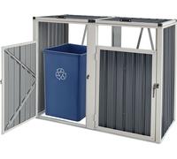 Abri pour poubelles 'Tarbek' pour 2 tonnes Habillage pour poubelles acier galvanisé Coffre de rangement anthracite 121x146x82cm
