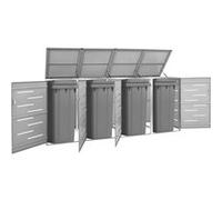 Abri pour quatre poubelles 276,5x77,5x112,5 cm Inox Gris G