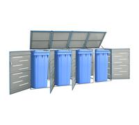 vidaXL Abri pour trois poubelles 207x77,5x112,5 cm Inox