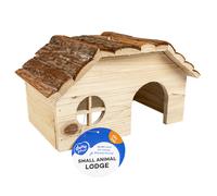 Abri pour rongeurs en bois avec toit en écorce Duvoplus Lodge Beige 28x18x16 cm