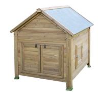 Kerbl Hobbyfarming Clapier pour Petits Animaux pour Poules ou Lapins, poulailler, clapier pour Lapins, 105x100x108cm, Hauteur intérieure 61cm, Toit en Bitume, bac extractible