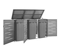 Abri pour trois poubelles 207x77,5x112,5 cm Inox Anthracite G