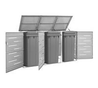 Abri pour trois poubelles 207x77,5x112,5 cm Inox Gris G