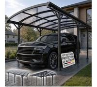 Abri pour voiture en aluminium - Juskys - Toit incurvé - 5 x 3 m - Plaques alvéolaires en polycarbonate - Protection UV