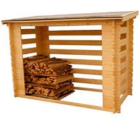 Generique Abri de jardin range-bûches fermé en bois - 4 stères - 236x119x167 cm