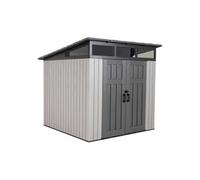 Abri résine PEHD 6,45m2 - imitation bois grand volume + plancher - toit monopente